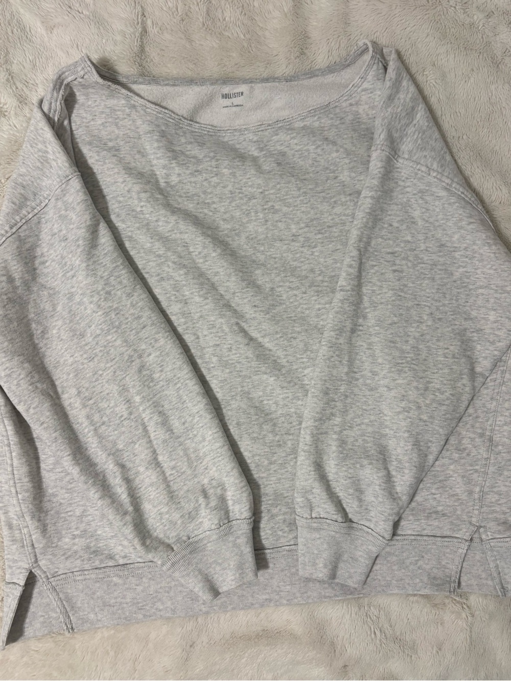 Hollister Light Gray Women's Off The Shoulder Sweatshirt